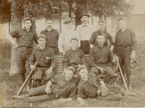 Base Ball Team on Bench J. Flick